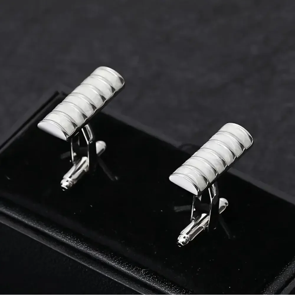 Round Silver Bar Cufflinks